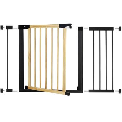 Poarta de siguranta Safety Gate pentru scari, ajustabila, din lemn cu structura otel, 110-117cm, negru maro Household NewTrend