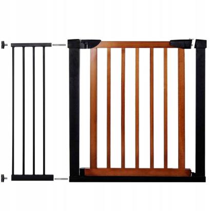 Poarta de siguranta Safety Gate pentru scari, ajustabila 103-110 cm, din otel si lemn, negru maro Household NewTrend