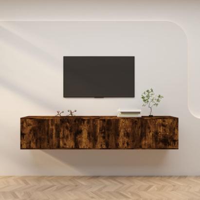 Dulapuri TV montate pe perete 2 buc stejar afumat 100x34,5x40cm GartenMobel Dekor