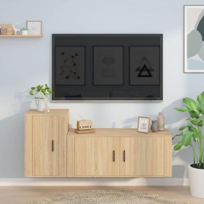 Set dulap TV, 2 piese, stejar sonoma, lemn prelucrat GartenMobel Dekor
