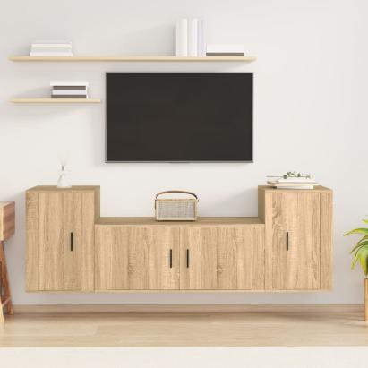 Set dulap TV, 3 piese, stejar sonoma, lemn prelucrat GartenMobel Dekor