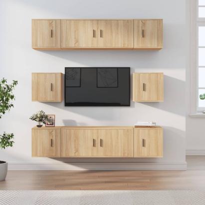 Set dulap TV, 8 piese, stejar sonoma, lemn prelucrat GartenMobel Dekor