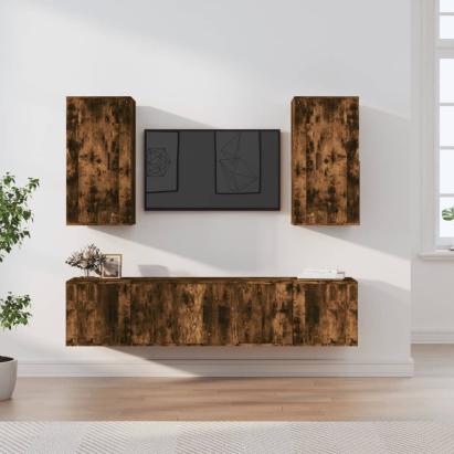 Set dulapuri TV, 5 piese, stejar fumuriu, lemn prelucrat GartenMobel Dekor