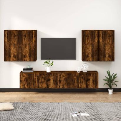 Set dulapuri TV, 6 piese, stejar fumuriu, lemn prelucrat GartenMobel Dekor