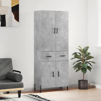 Dulap înalt, gri beton, 69,5x34x180, lemn compozit GartenMobel Dekor