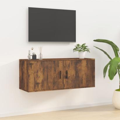 Dulap TV montat pe perete, stejar fumuriu, 100x34,5x40 cm GartenMobel Dekor