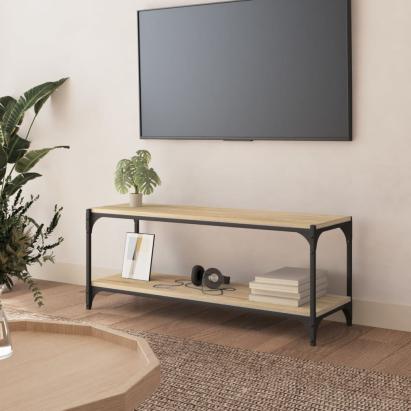 Comodă TV, stejar sonoma, 100x33x41 cm, lemn prelucrat și oțel GartenMobel Dekor