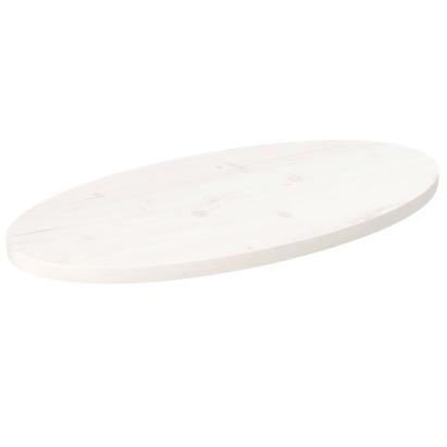 Blat de masă, alb, 70x35x2,5 cm, lemn masiv de pin, oval GartenMobel Dekor
