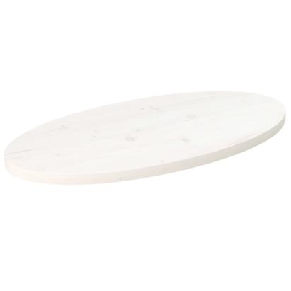 Blat de masă, alb, 80x40x2,5 cm, lemn masiv de pin, oval GartenMobel Dekor