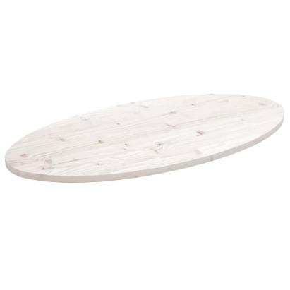 Blat de masă, alb, 90x45x2,5 cm, lemn masiv de pin, oval GartenMobel Dekor