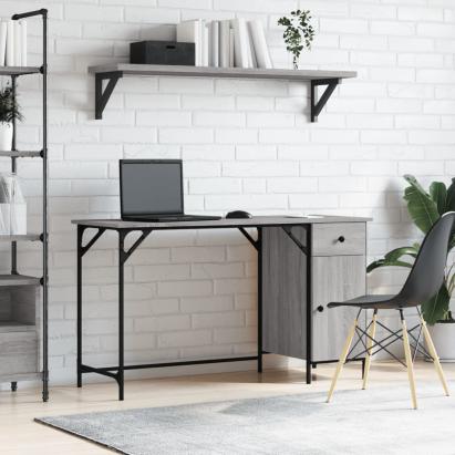 Birou de computer, sonoma gri, 131x48x75 cm, lemn prelucrat GartenMobel Dekor
