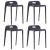 Scaune stivuibile 4 buc., negru, plastic GartenMobel Dekor