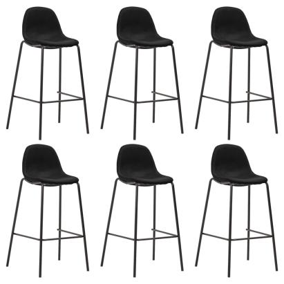 Scaune de bar, 6 buc., negru, material textil GartenMobel Dekor
