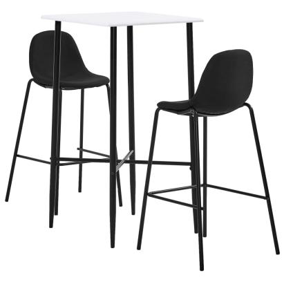 Set mobilier de bar, 3 piese, negru, material textil GartenMobel Dekor