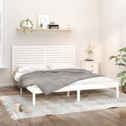 Cadru de pat Super King, alb, 180x200 cm, lemn masiv GartenMobel Dekor