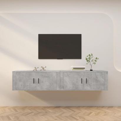 Dulapuri TV montate pe perete, 2 buc., gri beton, 100x34,5x40cm GartenMobel Dekor