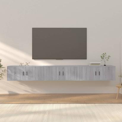 Dulapuri TV montate pe perete 3 buc. gri sonoma 100x34,5x40 cm GartenMobel Dekor