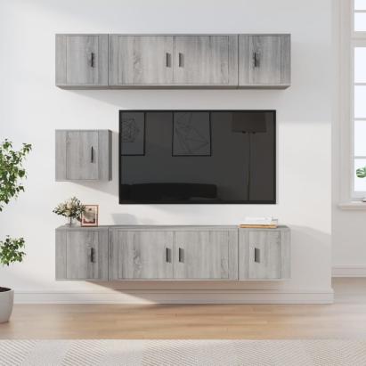 Set comode TV, 7 piese, gri sonoma, lemn compozit GartenMobel Dekor