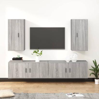 Set dulapuri TV, 4 piese, gri sonoma, lemn prelucrat GartenMobel Dekor