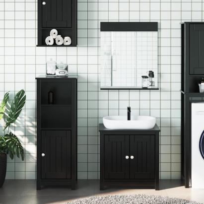 Set mobilier baie, 3 piese, „BERG” , negru, lemn masiv de pin GartenMobel Dekor