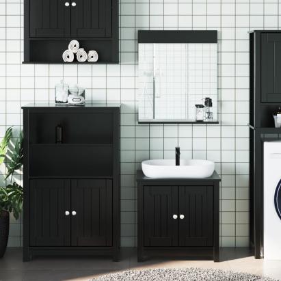 Set mobilier baie, 3 piese, „BERG” , negru, lemn masiv de pin GartenMobel Dekor