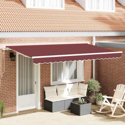 Cortina Retractabilă Manual Roșu burgund și alb GartenMobel Dekor