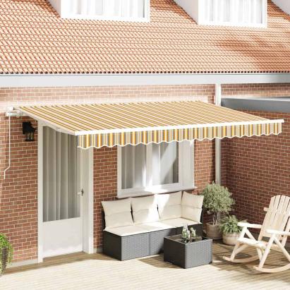Cortina Retractabilă Manual Multicolor și galben și gri și alb GartenMobel Dekor