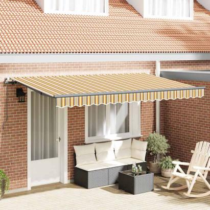 Cortina Retractabilă Manual Galben și portocaliu și alb GartenMobel Dekor