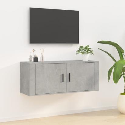 Dulap TV montat pe perete, gri beton, 100x34,5x40 cm GartenMobel Dekor