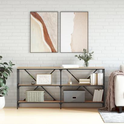 Masă consolă stejar sonoma 160x30x75 cm lemn prelucrat și fier GartenMobel Dekor