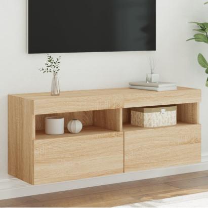 Comodă TV de perete cu lumini LED, stejar sonoma, 100x30x40 cm GartenMobel Dekor