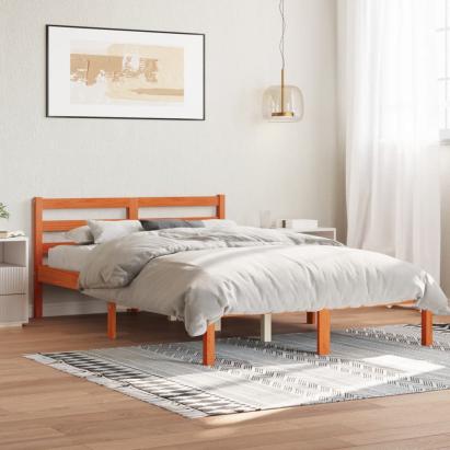 Cadru de pat fără saltea, maro ceruit 150x200 cm lemn masiv pin GartenMobel Dekor