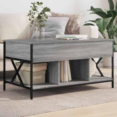Măsuță de cafea gri sonoma 100x55x50 cm lemn prelucrat și metal GartenMobel Dekor