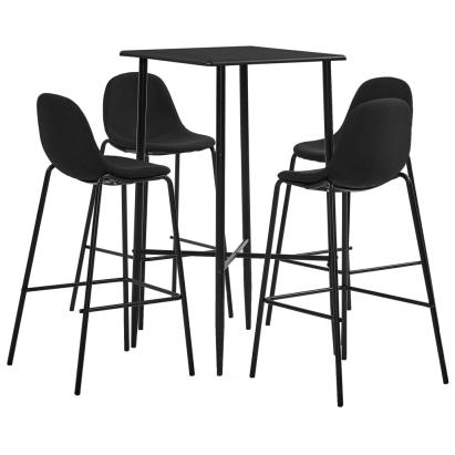Set mobilier de bar, 5 piese, negru, material textil GartenMobel Dekor