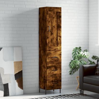 Dulap înalt, stejar fumuriu, 34,5x34x180 cm, lemn prelucrat GartenMobel Dekor