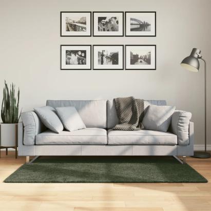 Covor HUARTE, fir scurt, moale și lavabil verde pădure 80x150cm GartenMobel Dekor