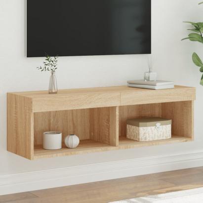 Comodă TV cu lumini LED, stejar sonoma, 100x30x30 cm GartenMobel Dekor