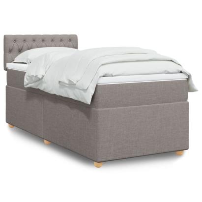 Pat box spring cu saltea, gri taupe, 80x200 cm, textil GartenMobel Dekor