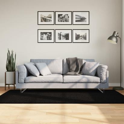 Covor HUARTE, fir scurt, moale și lavabil, negru, 100x200 cm GartenMobel Dekor