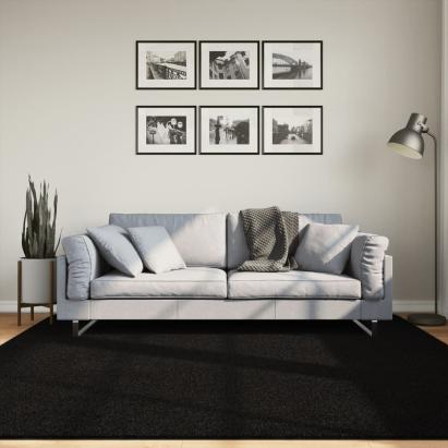 Covor HUARTE, fir scurt, moale și lavabil, negru, 200x200 cm GartenMobel Dekor