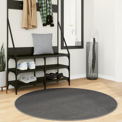 Covor "IZA" aspect scandinav, cu fire scurte, antracit, Ø 120cm GartenMobel Dekor