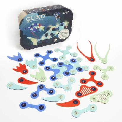 Clixo® joc magnetic de construit - Animalute marine ( 24 piese) PlayLearn Toys