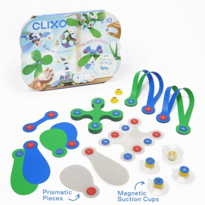Clixo® joc magnetic de construit - Arta pe geam (24 piese) PlayLearn Toys