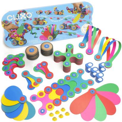 Clixo® joc magnetic de construit - Modele cu rotite (72 piese) PlayLearn Toys