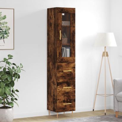 Dulap înalt, stejar fumuriu, 34,5x34x180 cm, lemn prelucrat GartenMobel Dekor