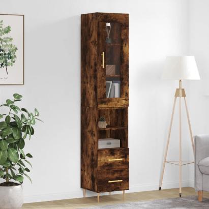 Dulap înalt, stejar fumuriu, 34,5x34x180 cm, lemn prelucrat GartenMobel Dekor