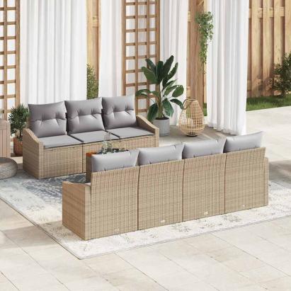 Set de canapele pentru grădină 8 pcs Bej, gri deschis GartenMobel Dekor