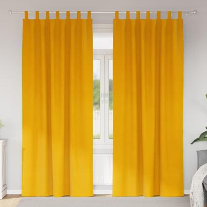 Perdele cu perdele 2 pcs galben muștar 140 x 260 cm Catifea GartenMobel Dekor