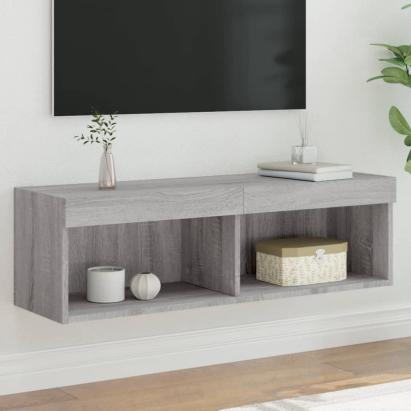 Comodă TV cu lumini LED, gri sonoma, 100x30x30 cm GartenMobel Dekor