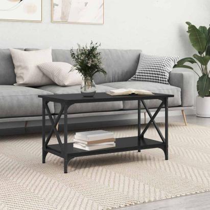 Masă de cafea Stejar negru 80 x 45 x 45.5 cm Lemn compozit GartenMobel Dekor